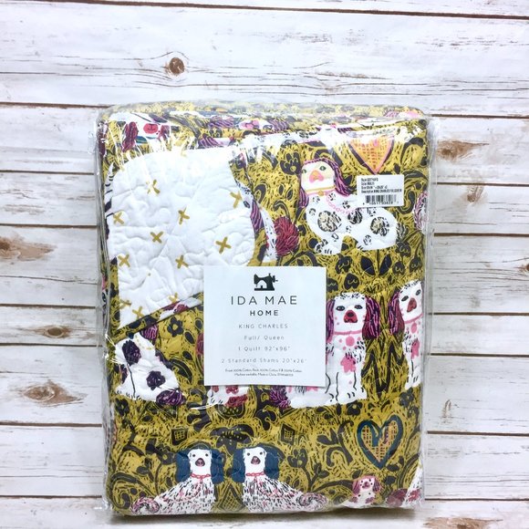 Ida Mae King Charles 3 Piece Quilt Sham Set FQ - Picture 1 of 12